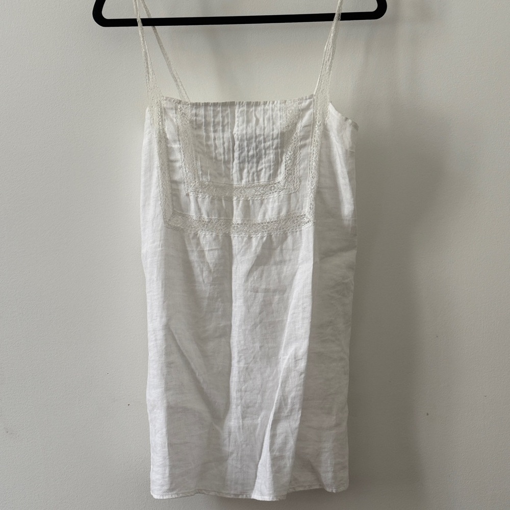 Reformation White Linen Lace-Trim Slip size small